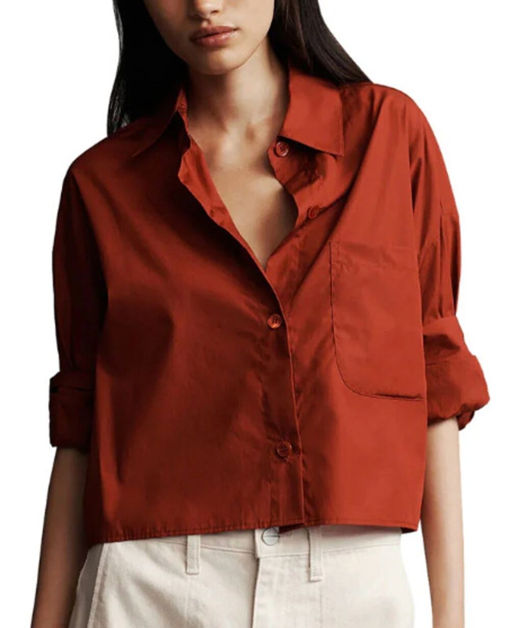 TWP Next EX Cropped Shirt in Wine/Burgundy size M/L